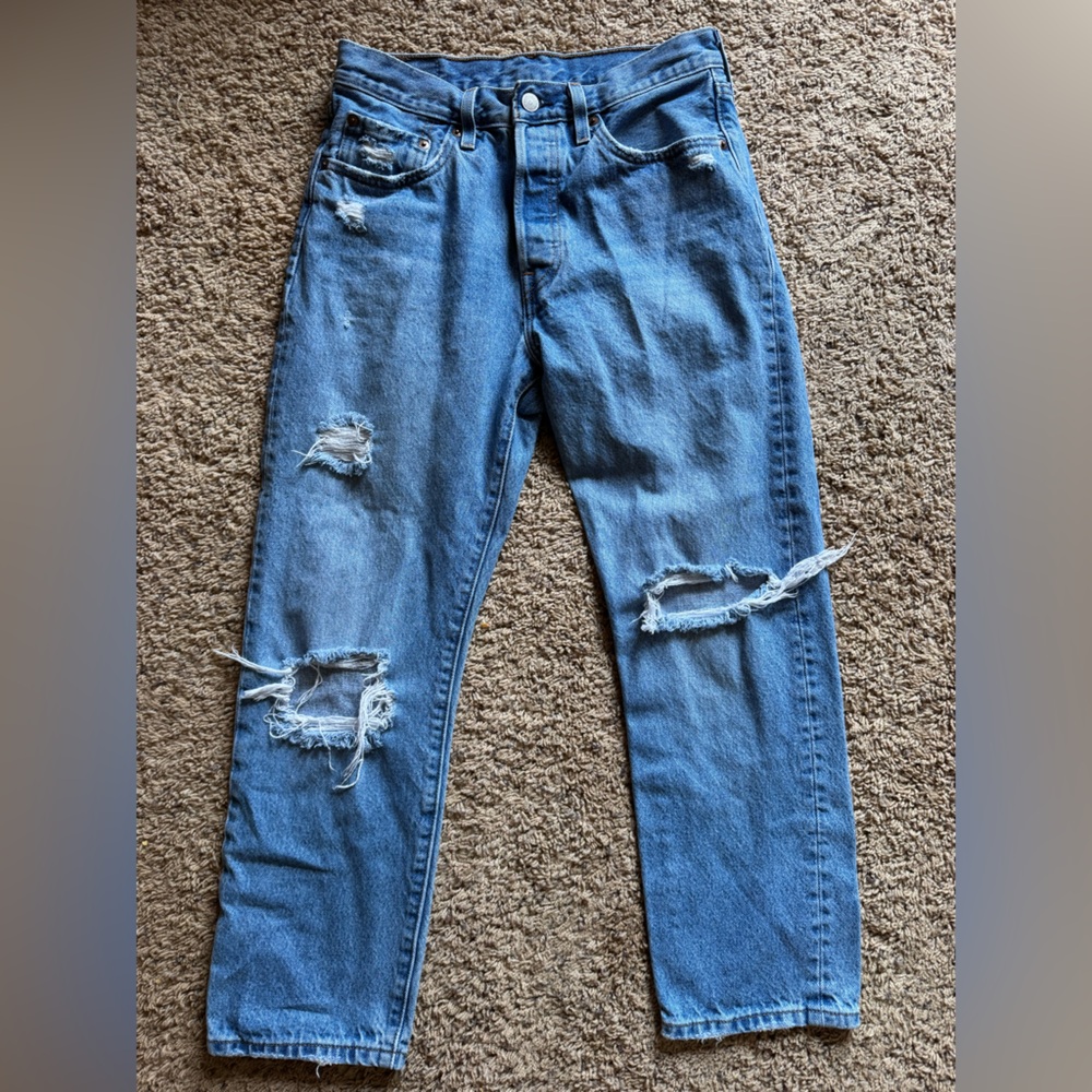 Levi’s 501 Distressed Jeans | W27 L26 | Button Fly | Classic Straight